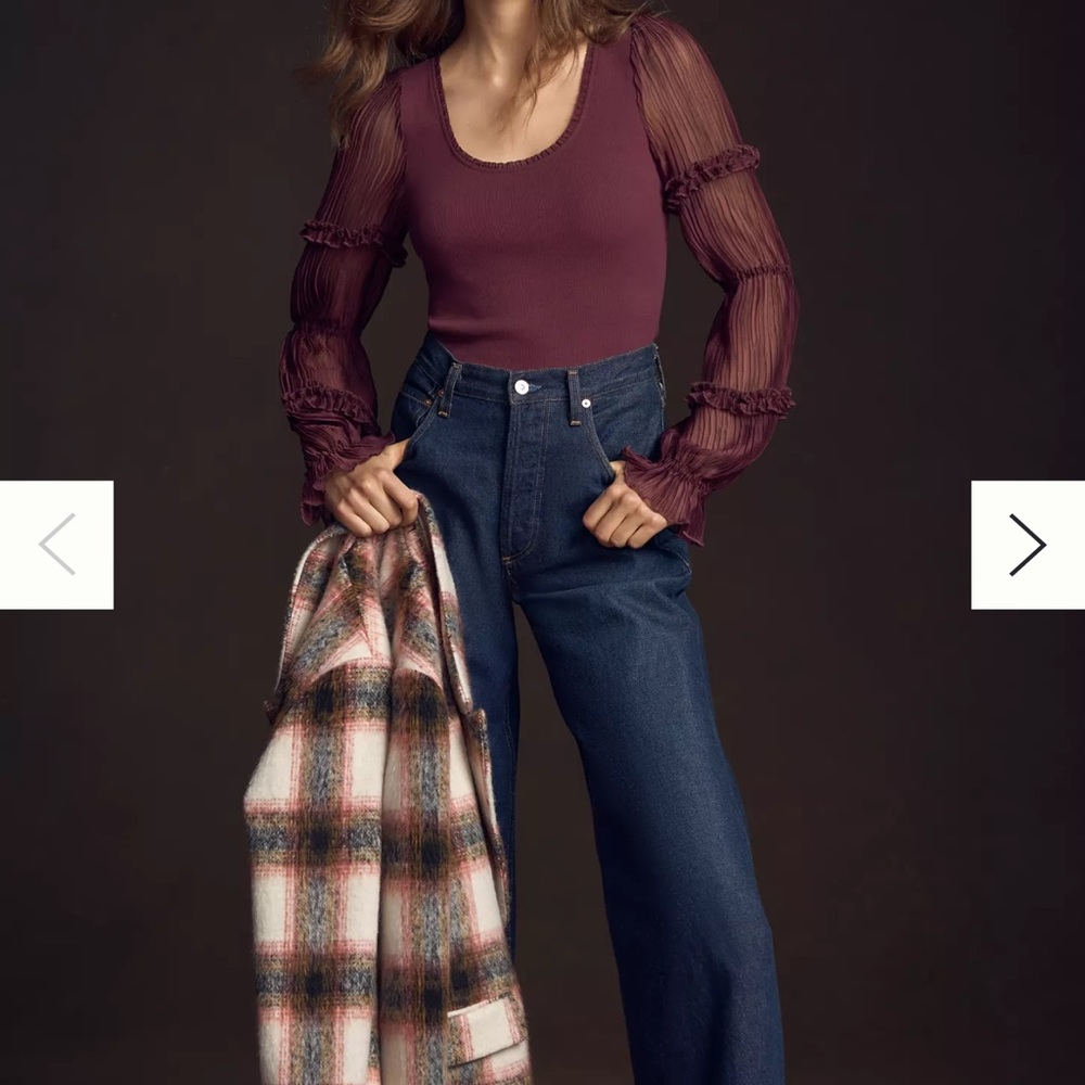 By Anthropologie Long-Sleeve Victorian Ruffled Top